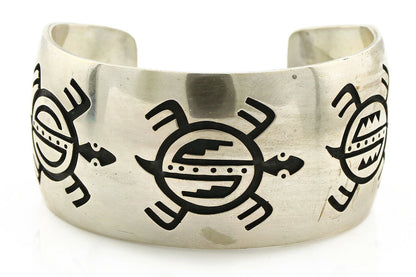 Navajo Bracelet .925 Silver Overlay Turtles Signed Artist Floyd Namingha C.90's