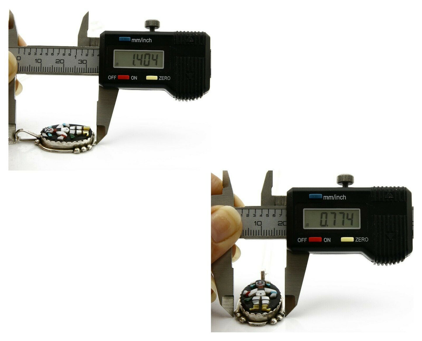 Women's Zuni Pendant .925 Silver Gemstone Signed Joseph Calabaza Necklace