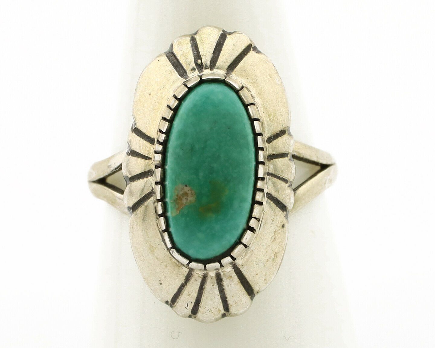 Navajo Ring .925 Silver Green Turquoise Artist Signed M Montoya C.80's