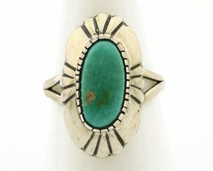 Navajo Ring .925 Silver Green Turquoise Artist Signed M Montoya C.80's
