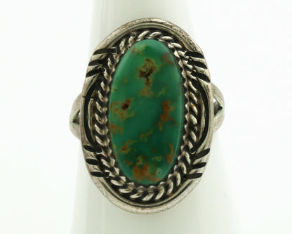 Navajo Ring .925 Silver Kingman Turquoise Native American Artist C.1980's
