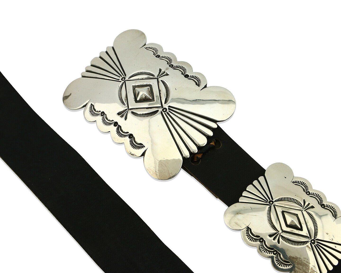 Navajo Concho Belt .925 Silver Hand Stamped Artist Mike Begay C.80's