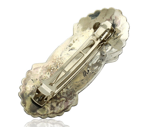 Navajo Hair Clip Barrette .925 Silver Hand Stamped Artist Signed C Montoya C80s
