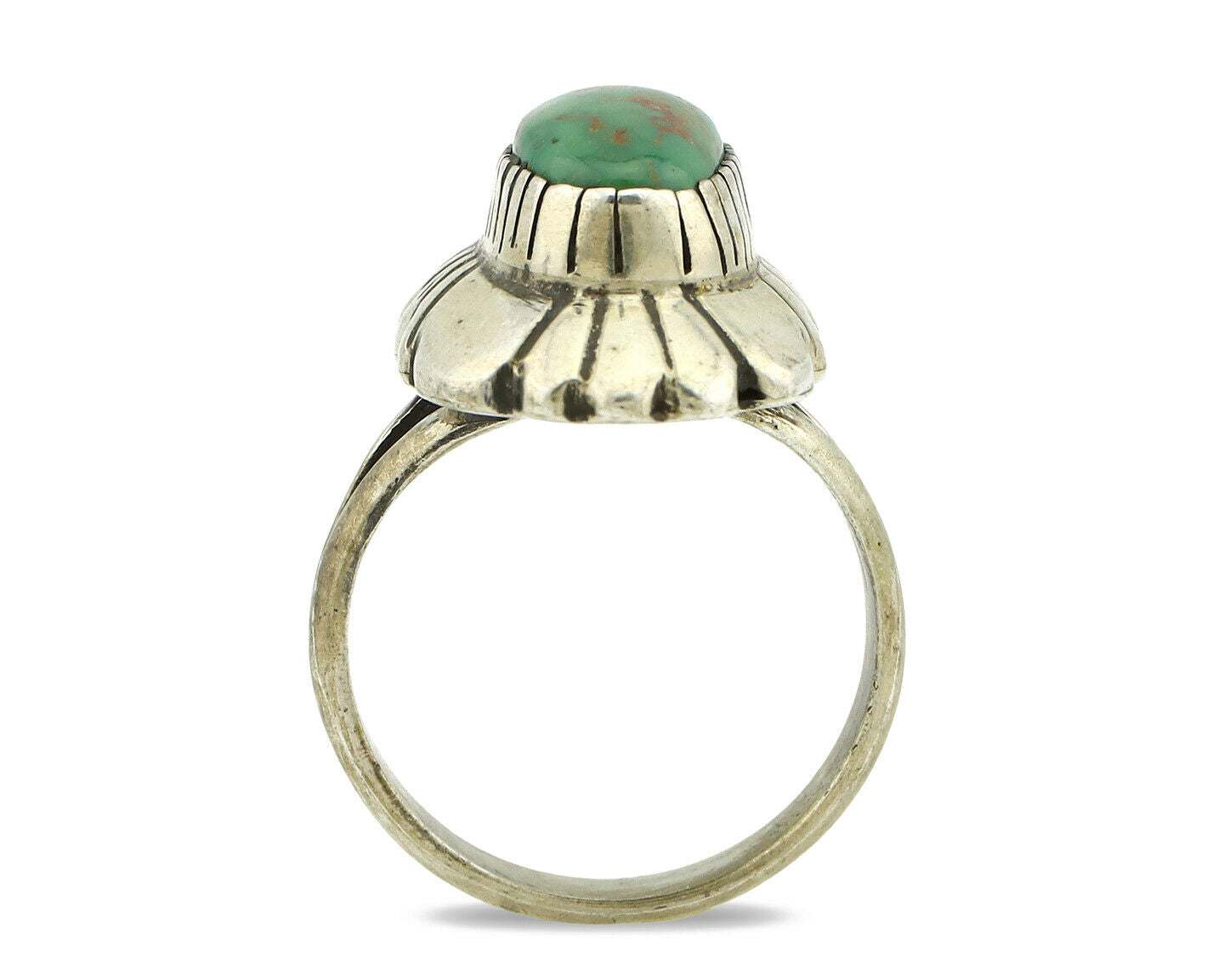 Navajo Ring .925 Silver Green Turquoise Artist Signed M Montoya C.80's