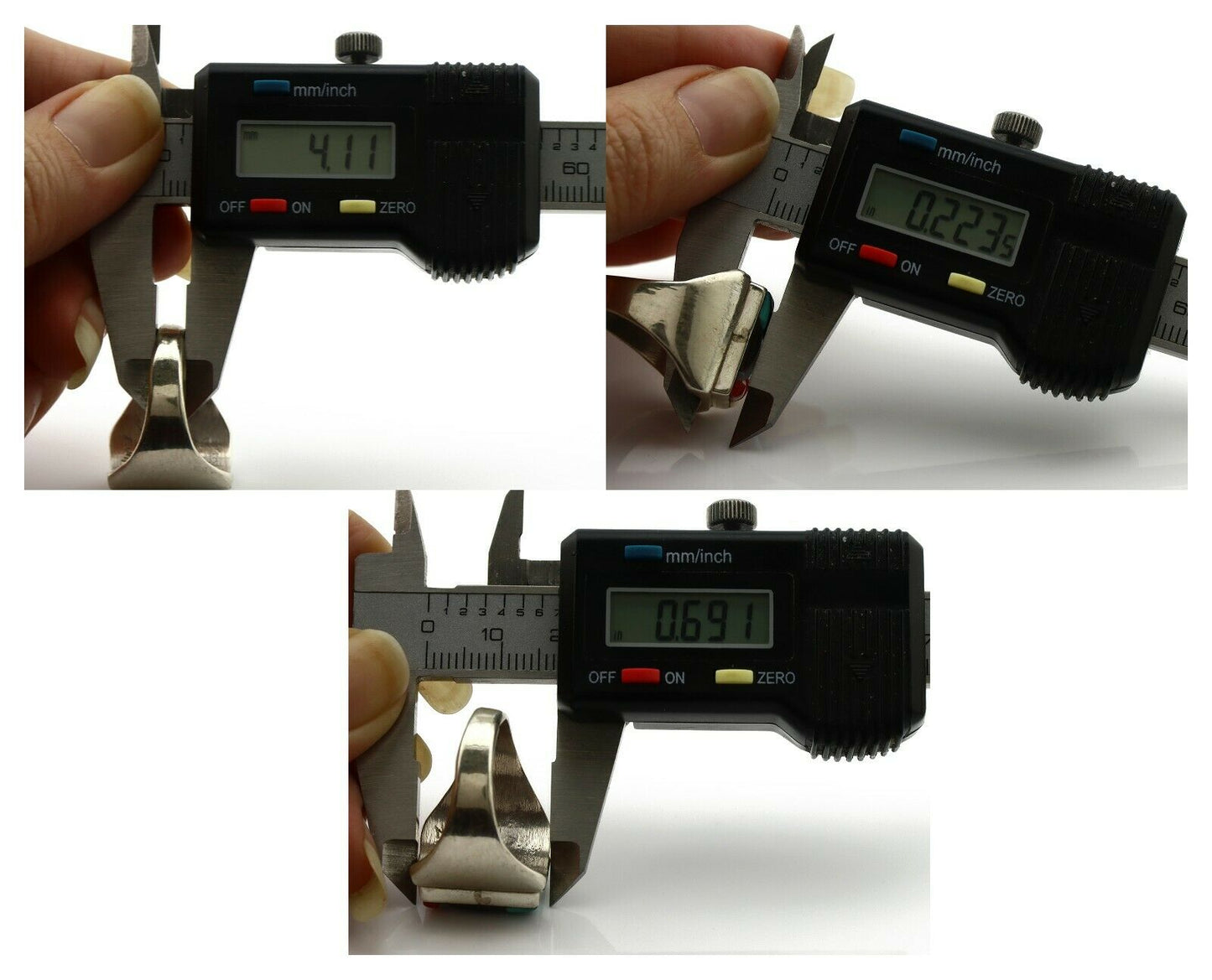 Zuni Ring .925 Silver Inlaid Gemstones Handmade Signed Artist LGL C.80's