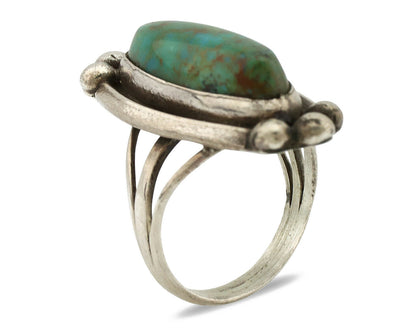 Navajo Ring .925 Silver Nevada Turquoise Signed Native Artist C.80's
