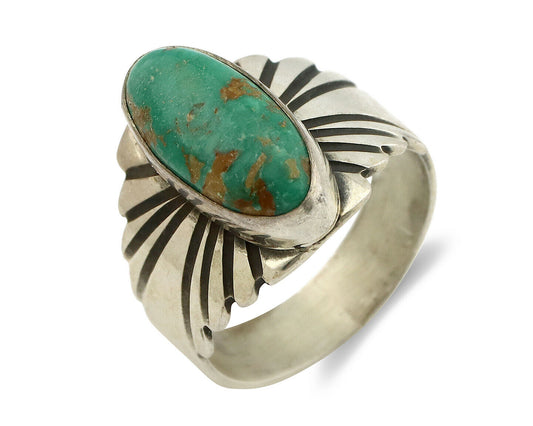 Navajo Ring .925 Silver Blue Green Arizona Turquoise Artist Signed Apache C.80's