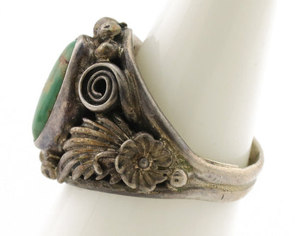 Navajo Ring .925 Silver Green Turquoise Native American Artist C.1980's
