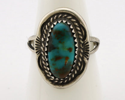 Navajo Ring .925 Silver Nevada Turquoise Signed Native Artist C.1980's