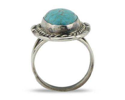 Navajo Ring .925 Silver Natural Blue Turquoise Native American Artist C.80's