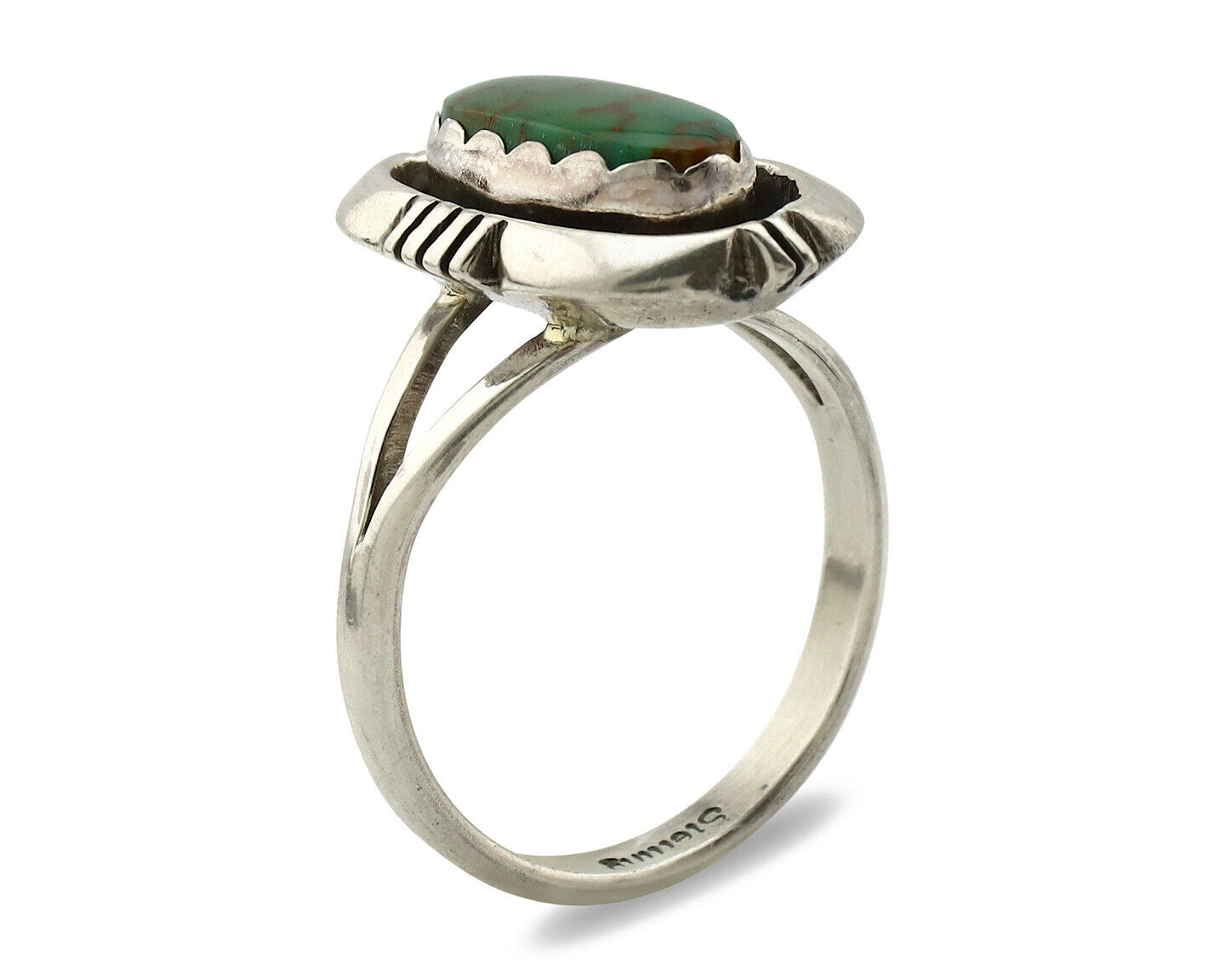 Navajo Ring .925 Silver Kingman Turquoise Handmade Native American Artist C.80's