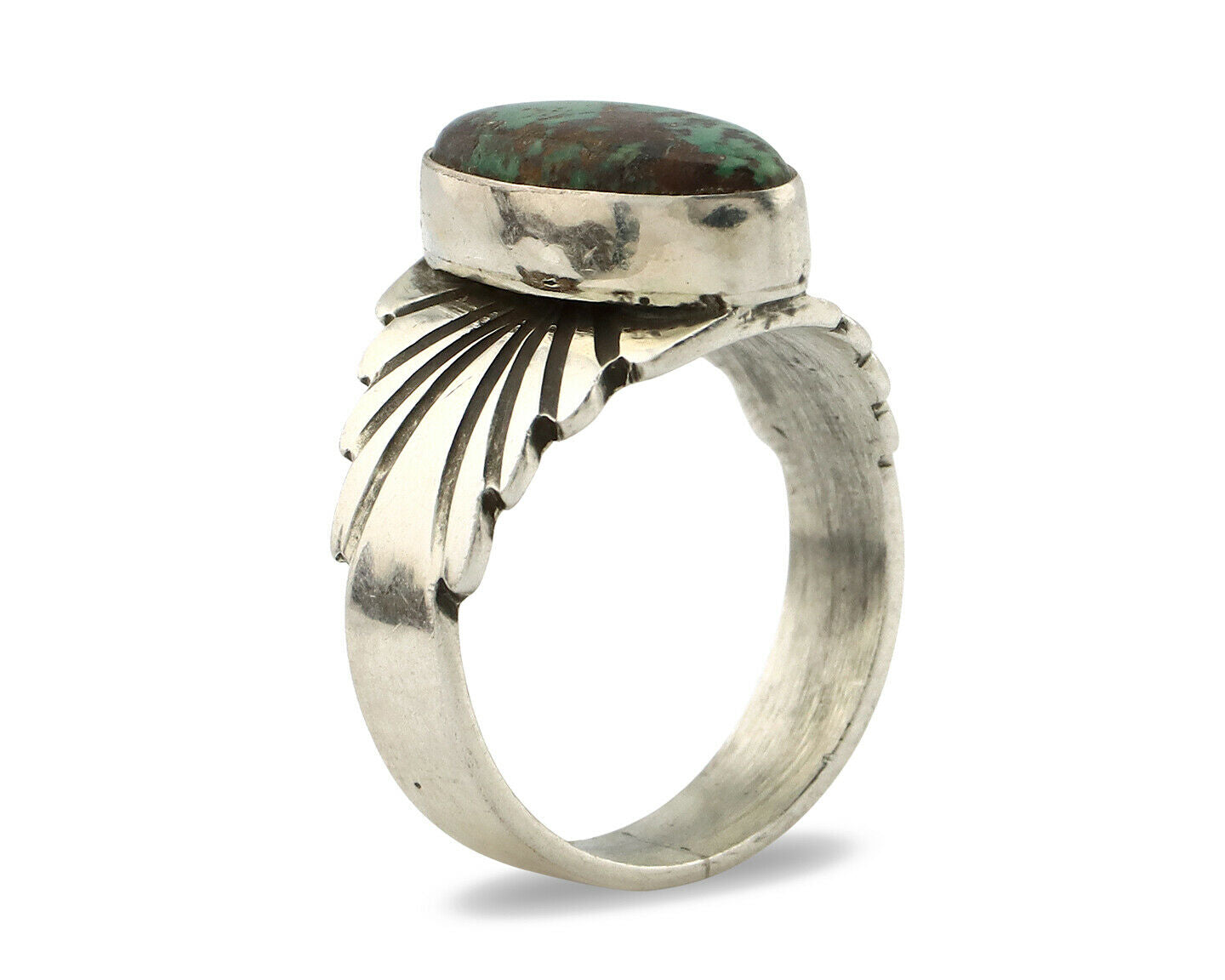 Navajo Ring .925 Silver Blue Green Arizona Turquoise Artist Signed Apache C.80's