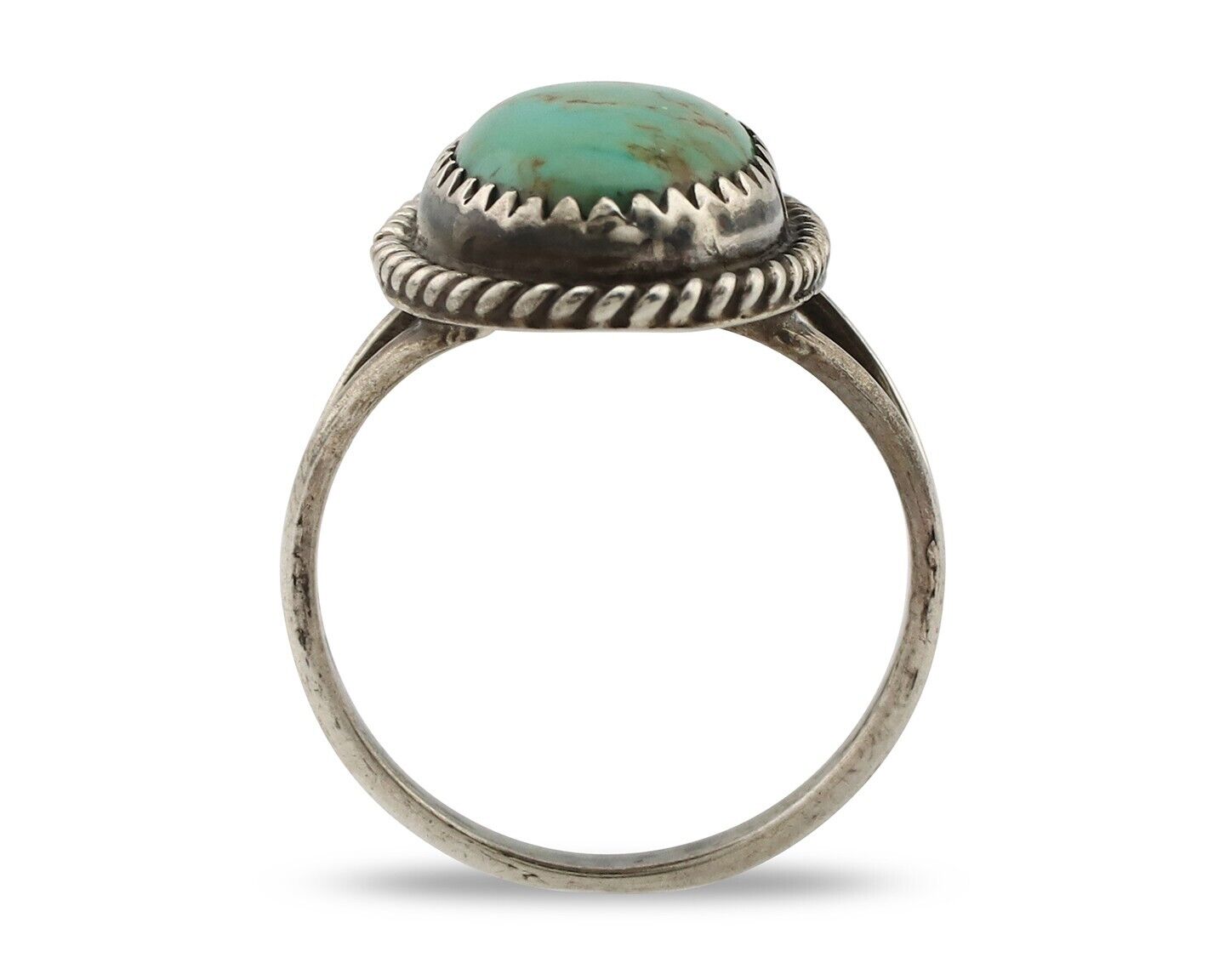 Navajo Handmade Ring 925 Silver Kingman Turquoise Artist Signed MC C.80's