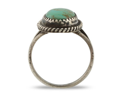 Navajo Handmade Ring 925 Silver Kingman Turquoise Artist Signed MC C.80's