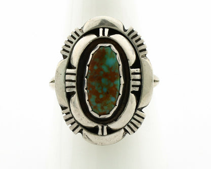 Navajo Ring .925 Silver Spiderweb Turquoise Artist Signed L. M. Nez C80s