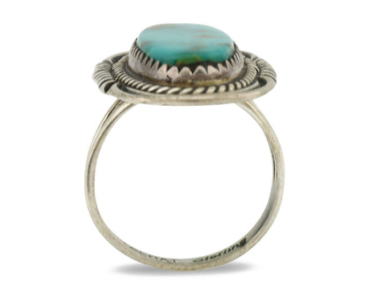 Navajo Ring .925 Silver Nevada Turquoise Native American Artist C.1980's