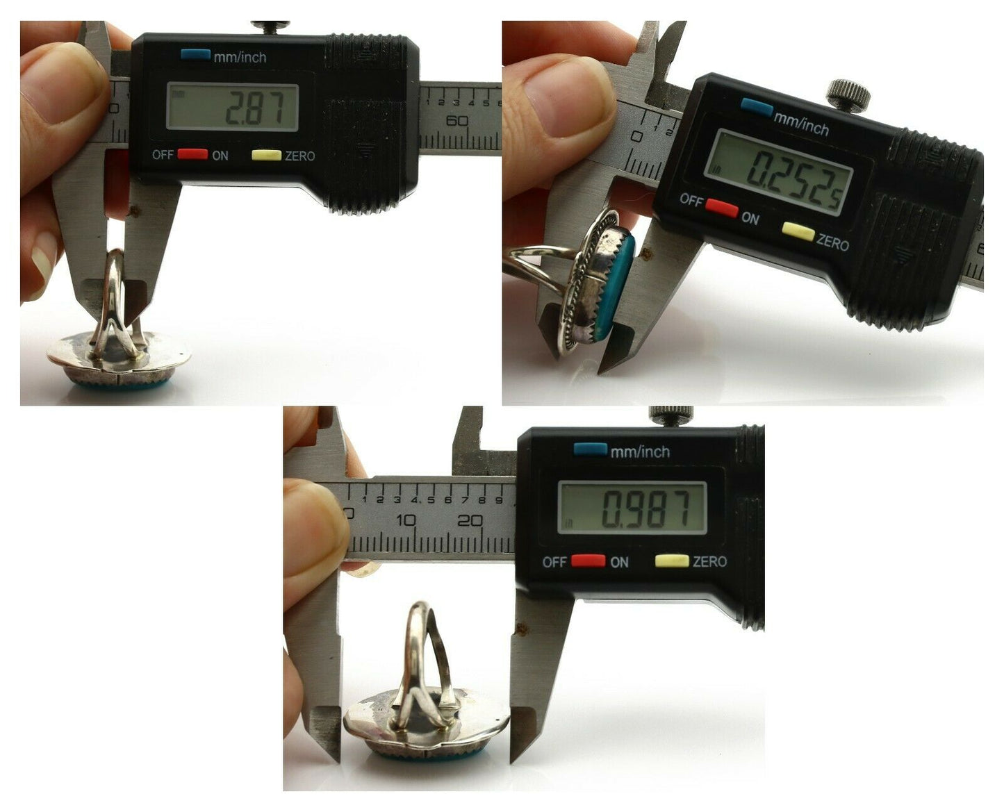 Navajo Ring .925 Silver Blue Spiderweb Native American Artist C.1980's