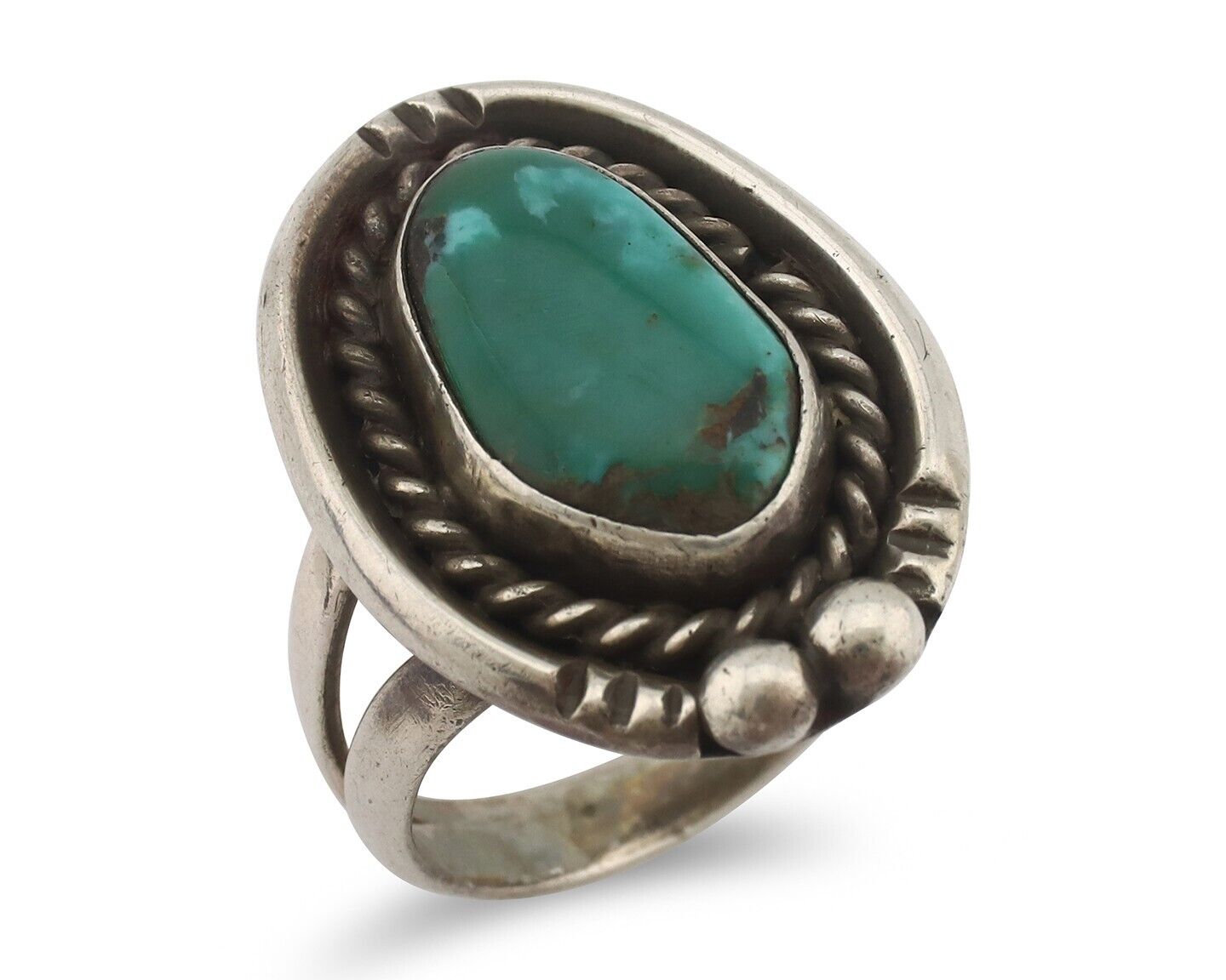 Navajo Handmade Ring 925 Silver Blue Southwest Turquoise Native Artist C.80's