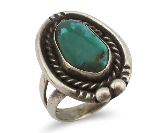 Navajo Handmade Ring 925 Silver Blue Southwest Turquoise Native Artist C.80's