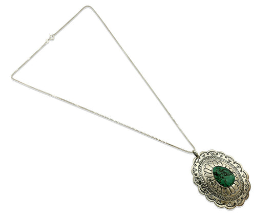 Navajo Necklace .925 Silver Spiderweb Turquoise Signed Marcella James C.80's