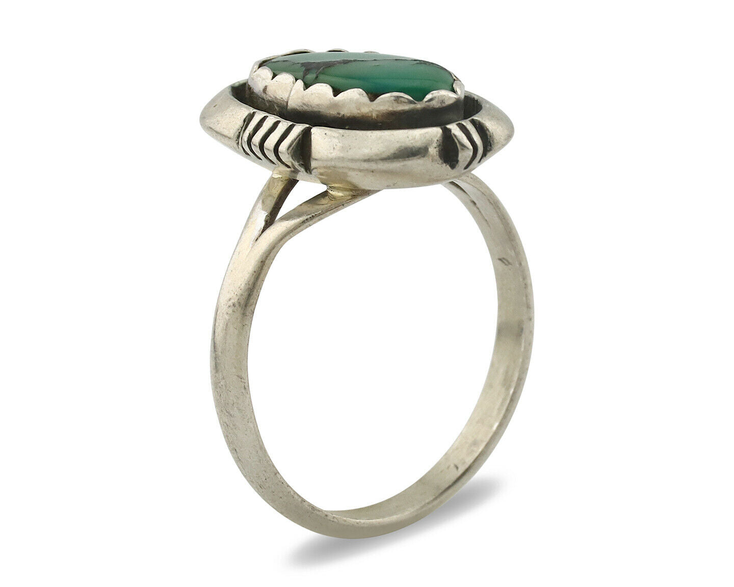 Navajo Ring .925 Silver Kingman Turquoise Handmade Native American Artist C.80's