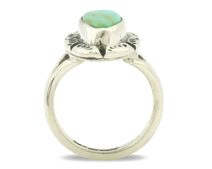 Navajo Ring .925 Silver Natural Mined Turquoise Artist Signed Gecko C.80's