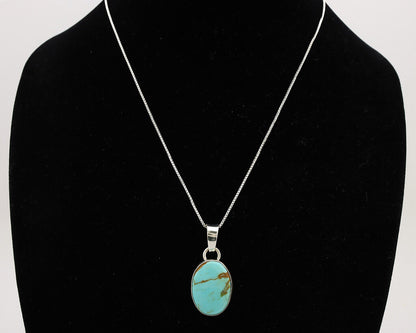Navajo Necklace .925 Silver Kingman Turquoise Native American Signed C.1980's