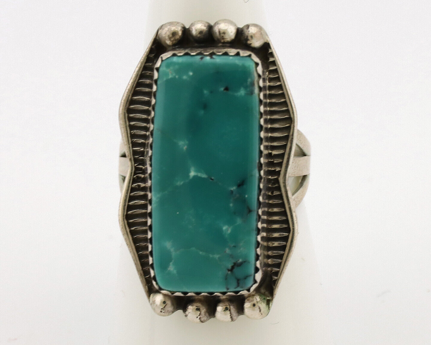 Navajo Ring .925 Silver Natural Blue Turquoise Artist Signed S C.80's