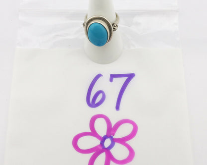 Navajo Ring .925 Silver Natural Blue Turquoise Native American Artist C.1980's