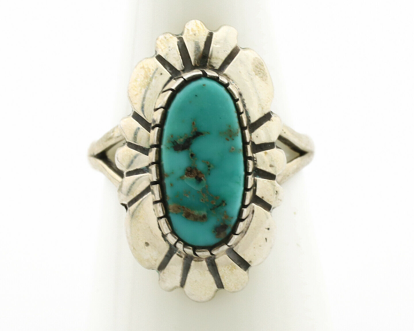 Navajo Ring .925 Silver Natural Mined Turquoise Artist Signed M Montoya C.80's