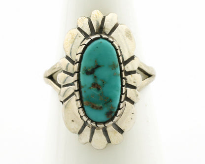 Navajo Ring .925 Silver Natural Mined Turquoise Artist Signed M Montoya C.80's