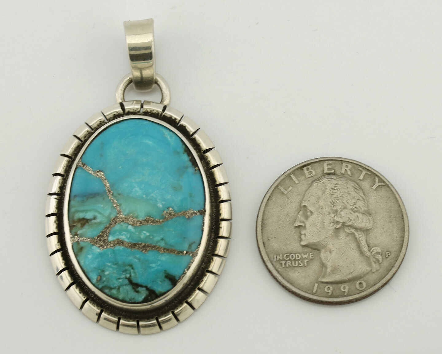 Navajo Necklace .925 Silver Turquoise Native American Artist C.1980's
