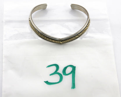 Navajo Bracelet SOLID .925 Silver & 12k Gold Filled Signed E Cuff C.80's