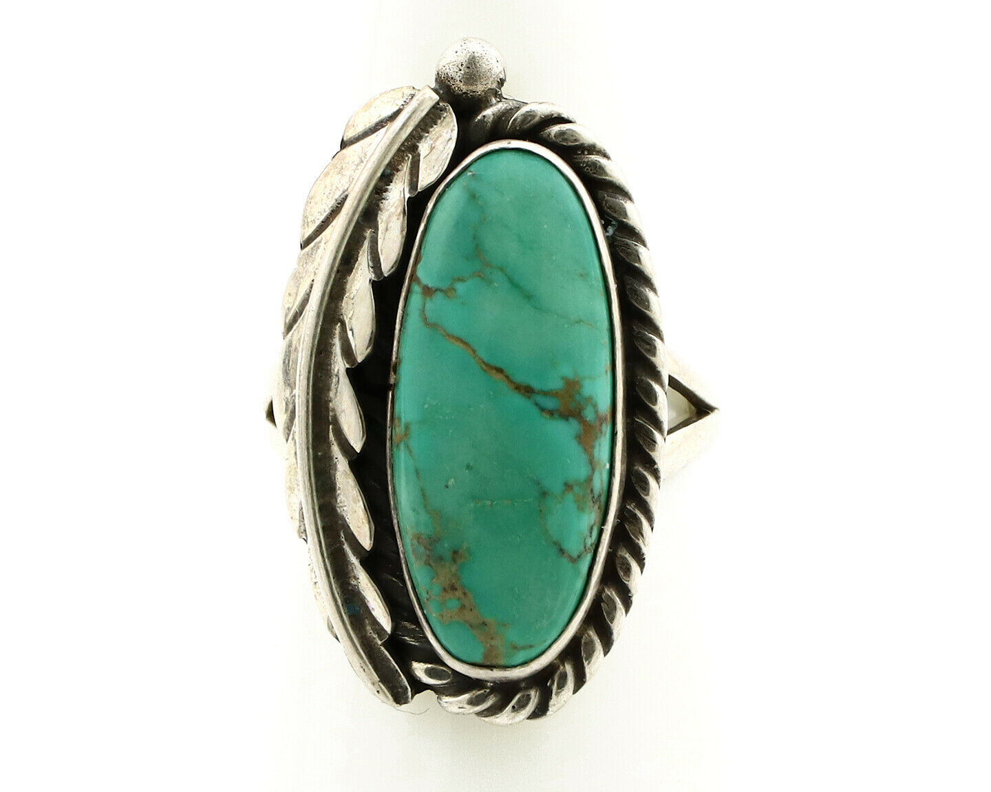 Navajo Ring .925 Silver Arizona Turquoise Signed Apache Manufacturing C80s