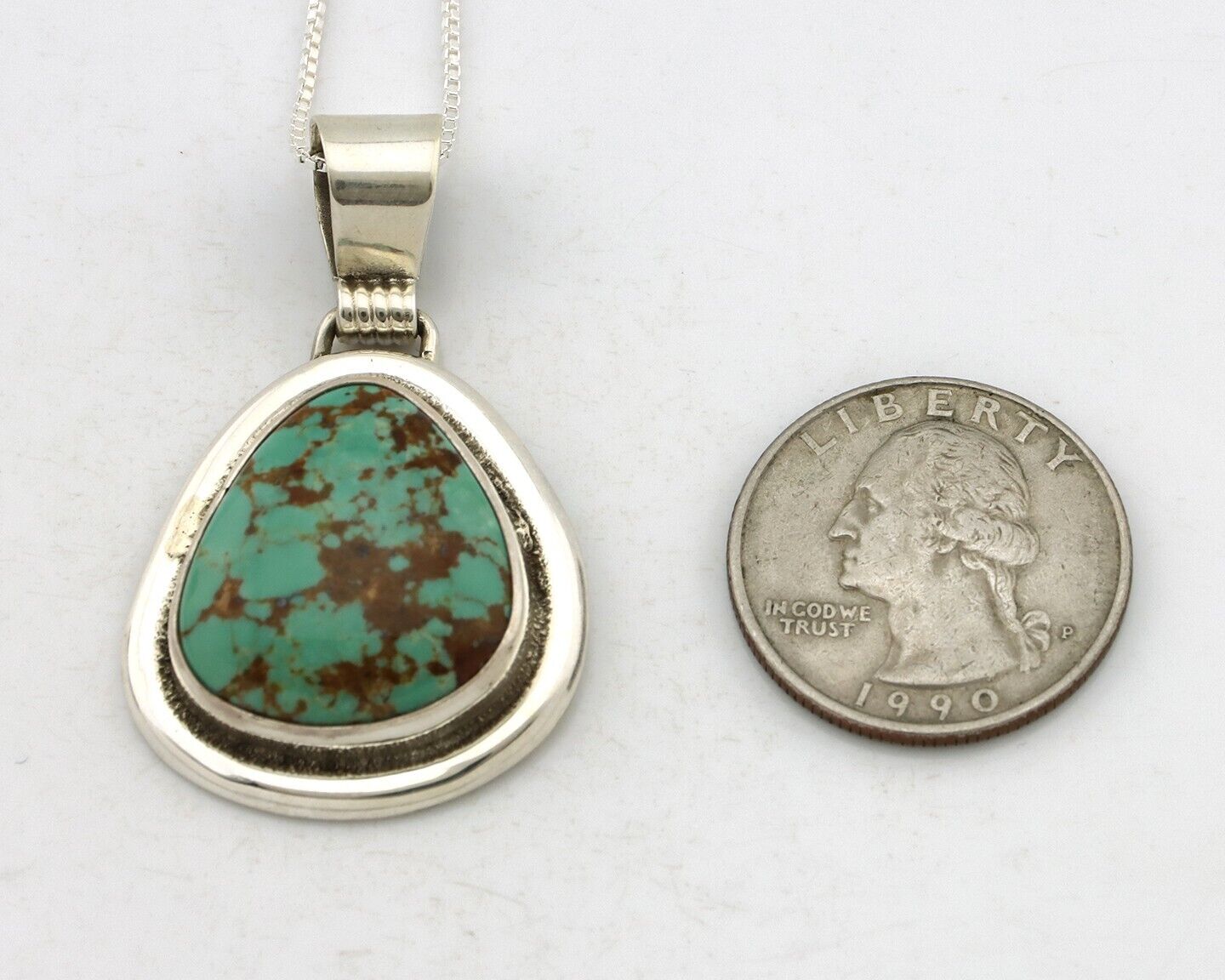 Navajo Necklace 925 Silver Arizona Turquoise Native American Artist Signed C80's