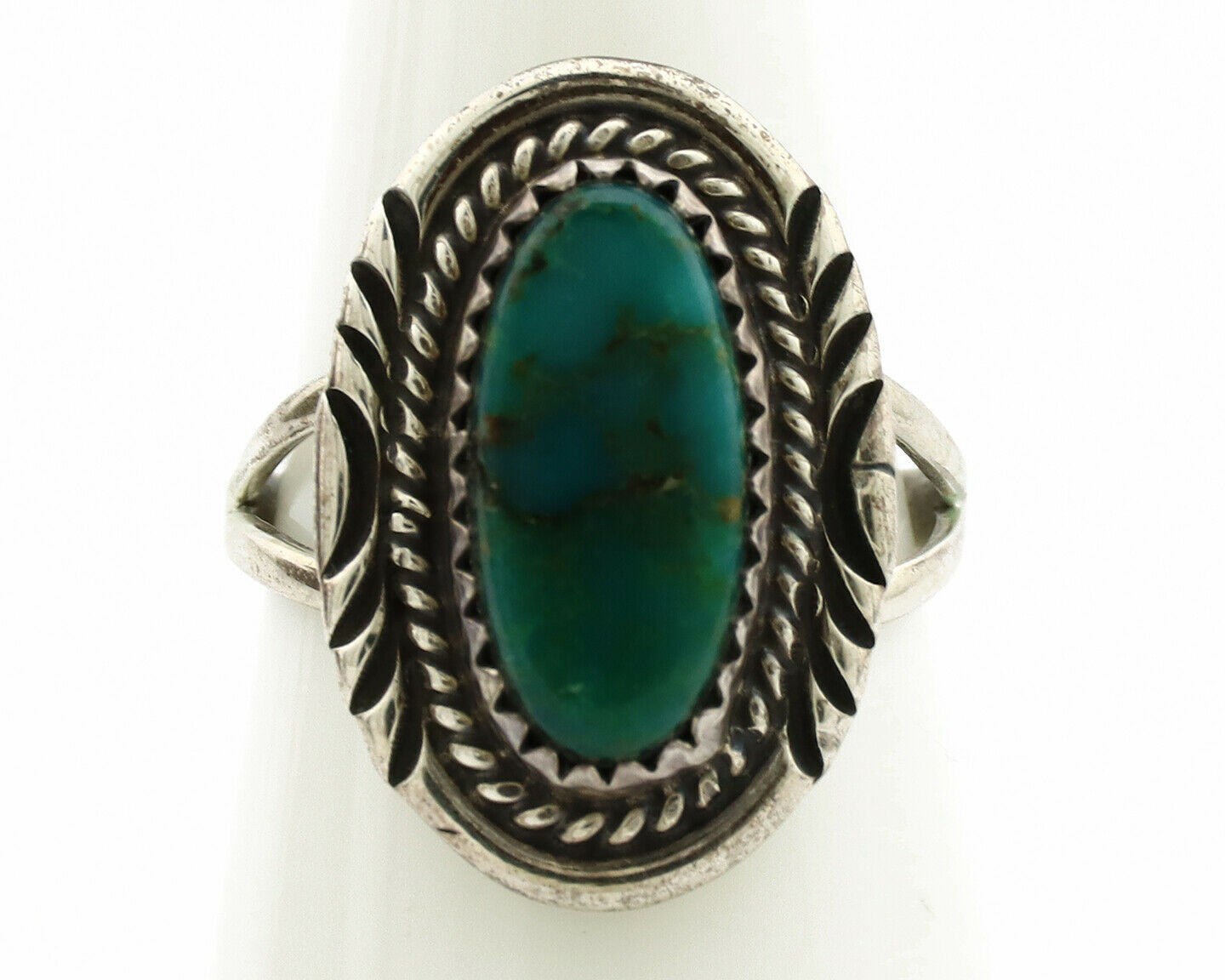 Navajo Ring .925 Silver Kingman Turquoise Native American Artist C.1980's
