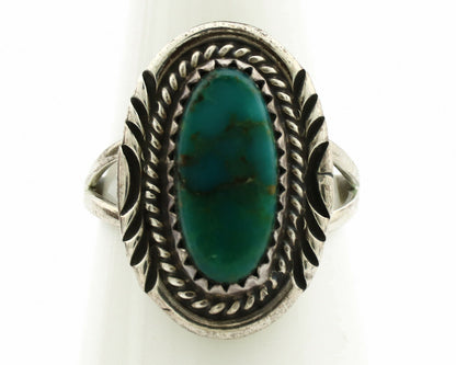 Navajo Ring .925 Silver Kingman Turquoise Native American Artist C.1980's