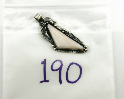 Navajo Pendant .925 Silver Real Natural Pink Mussel Signed Yazzie C.80's