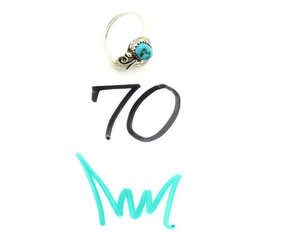 Navajo Ring .925 Silver Sleeping Beauty Turquoise Native Artist C.80's