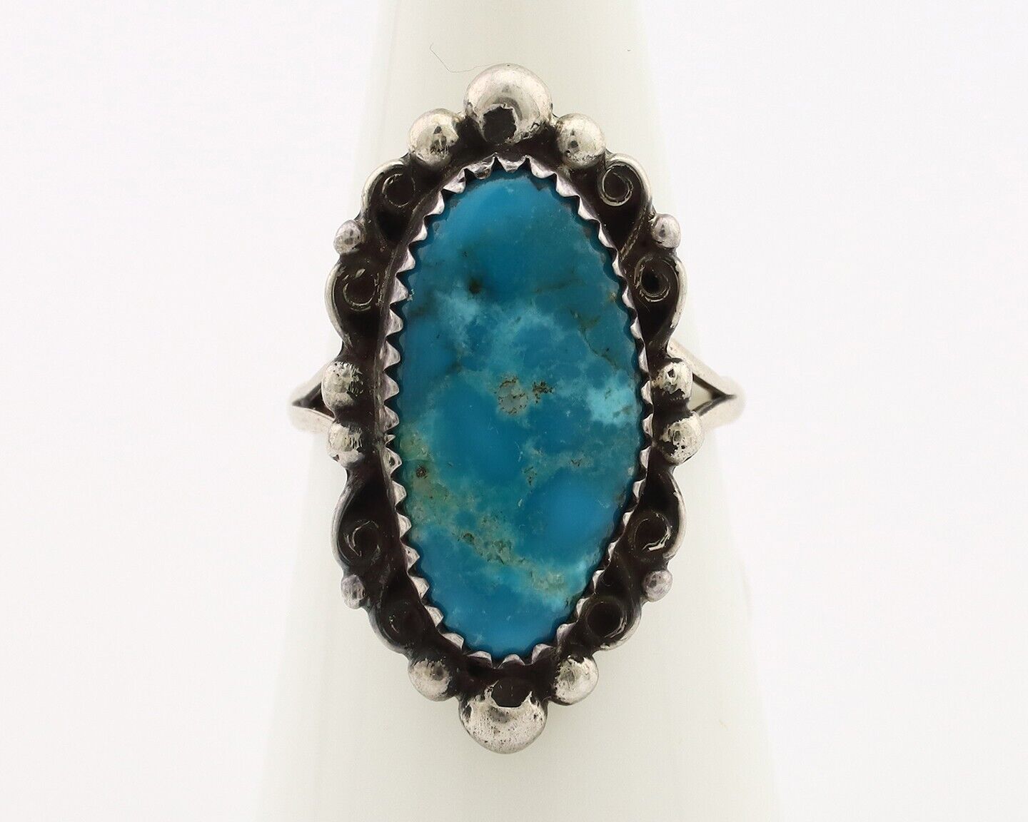 Navajo Ring 925 Silver Blue Gem Turquoise Artist Signed Billy Eagle C.80's