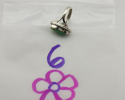 Navajo Ring .925 Silver Natural Mined Turquoise Artist Signed Gecko C.80's
