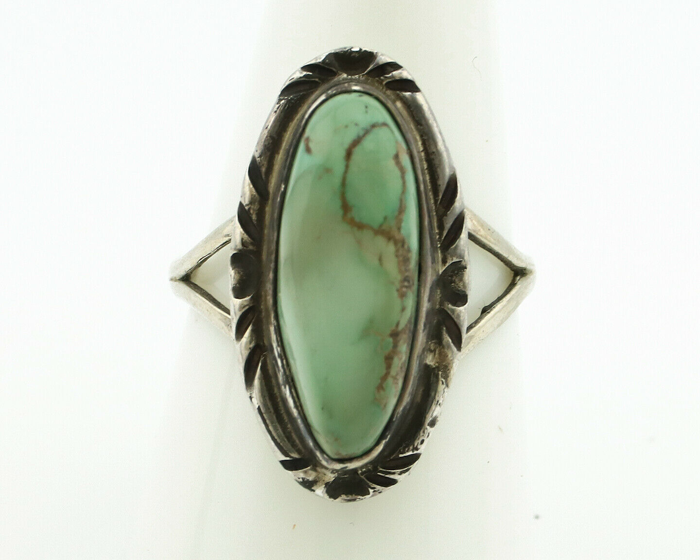 Navajo Ring .925 Silver Natural Turquoise Native American Artist C.80's