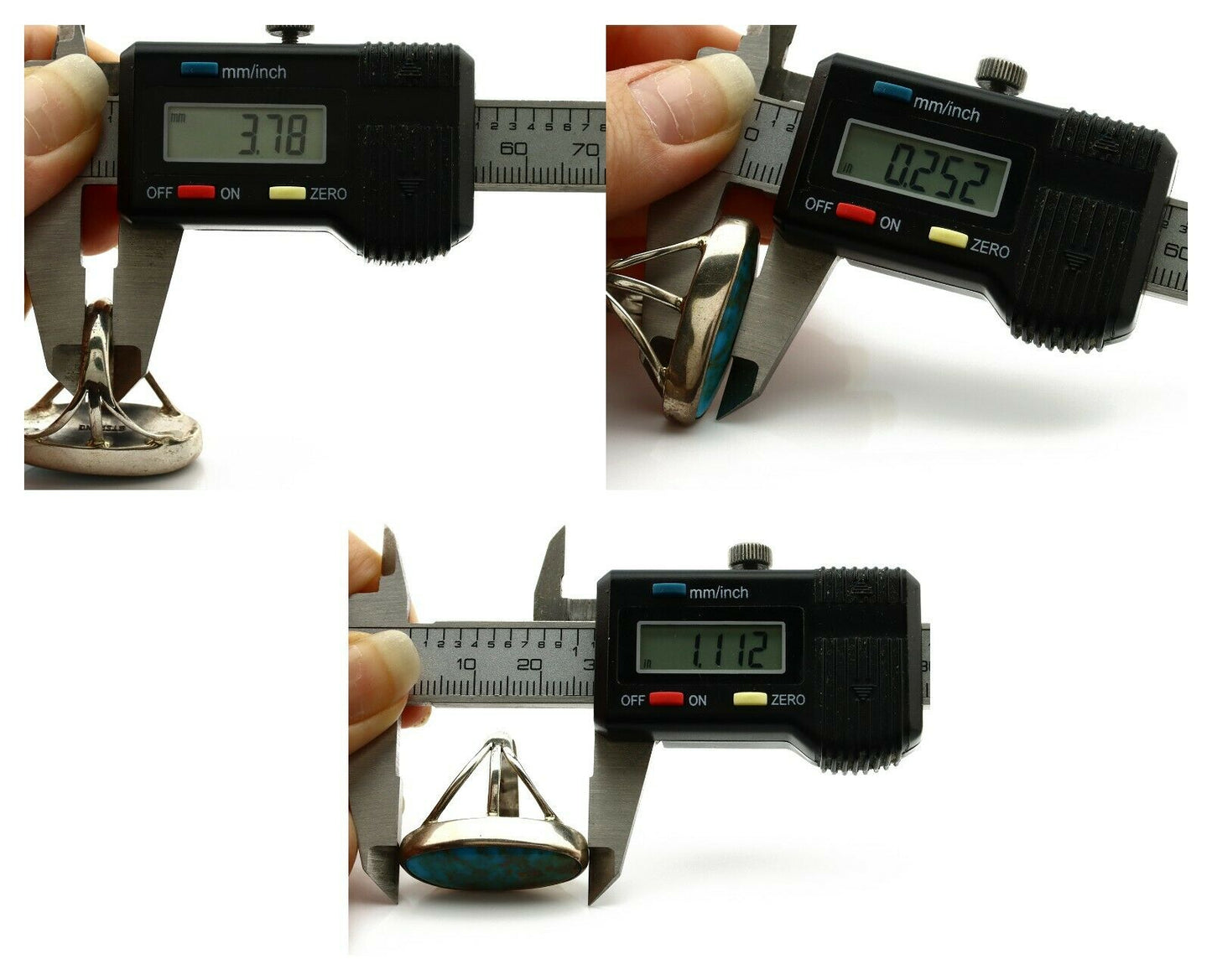 Navajo Ring .925 Silver Nevada Turquoise Native American Artist C.80's