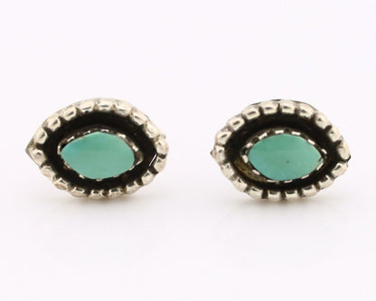 Zuni Earrings 925 Silver Sleeping Beauty Turquoise Native American Artist C.80's
