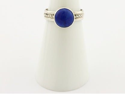Navajo Ring 925 Silver Lapis Hand Stamped Native American Artist C.80's