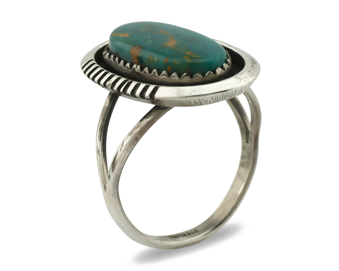 Navajo Ring .925 Silver Blue Turquoise Native American Artist Handmade C.80's