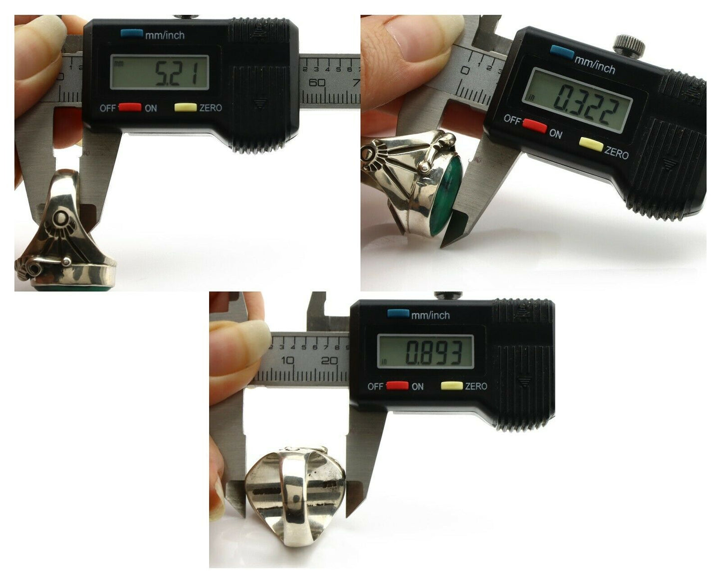 Navajo Ring .925 Silver Crescent Valley Turquoise Native Artist C.80's