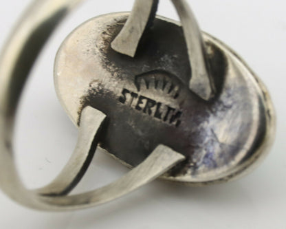 Navajo Ring .925 Silver Natural Mined Turquoise Native Artist Signed C.80's