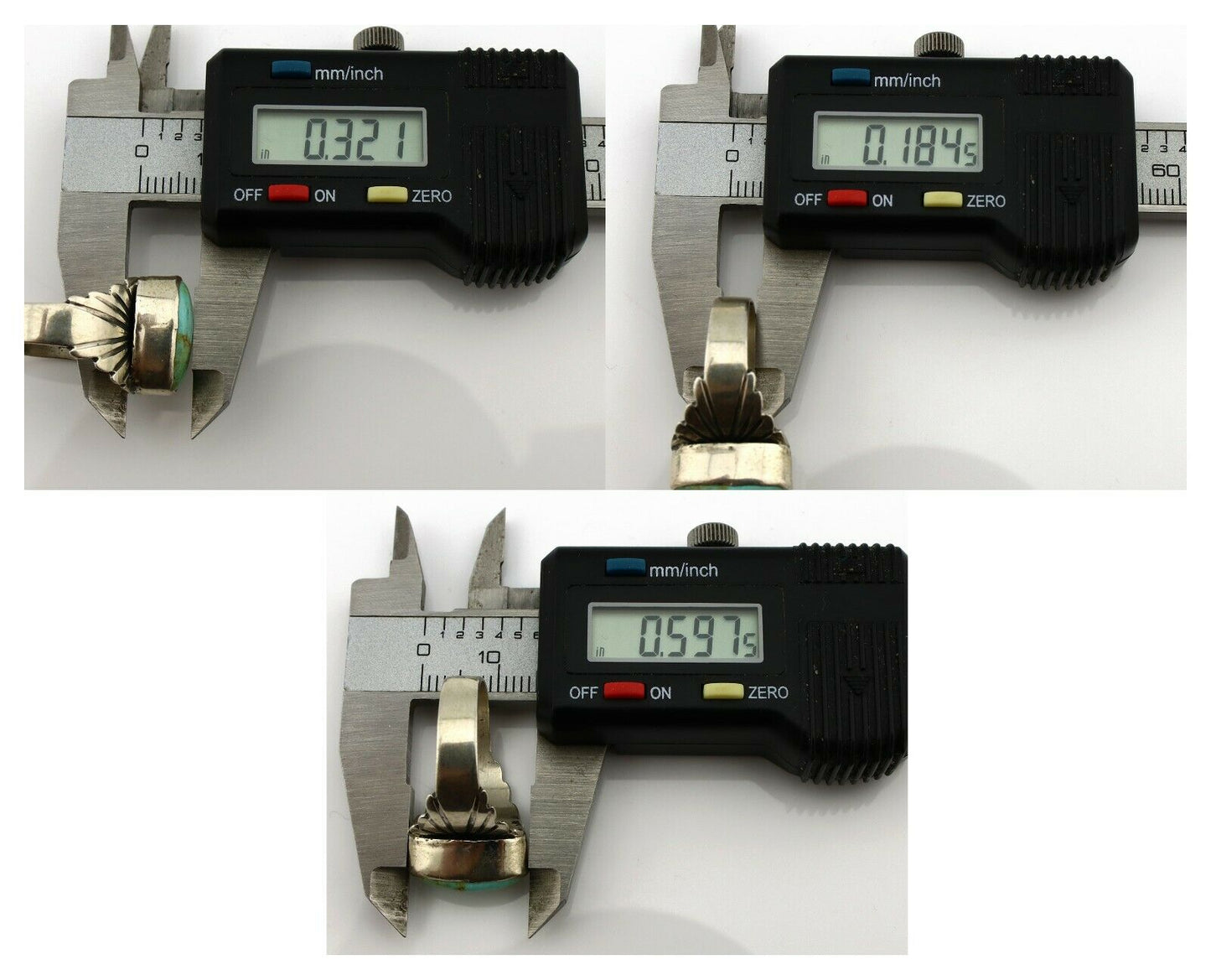 Navajo Ring .925 Silver Kingman Turquoise Artist Signed Apache C.80's