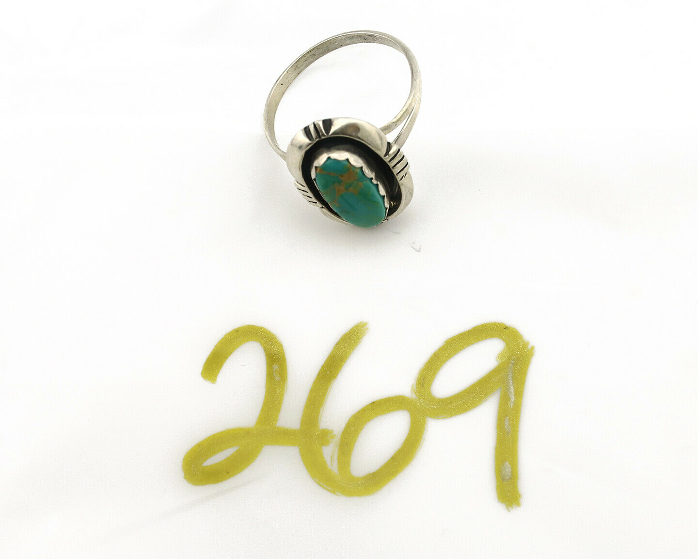 Navajo Ring .925 Silver Kingman Turquoise Handmade Native American Artist C.80's